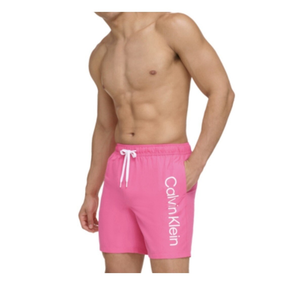 Men's Calvin Klein Summer Swim Trunks Pink‎ Lined Shorts Size XXL